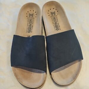 Mephisto Dark Blue Slide Sandals